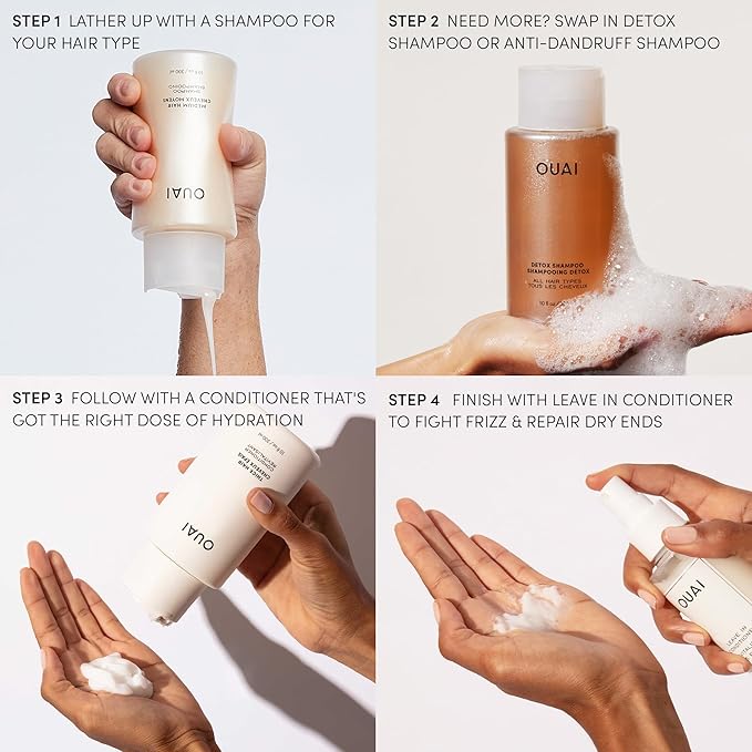 OUAI Leave In Conditioner & Heat Protectant Spray - Prime Hair for Style, Smooth Flyaways, Add Shine and Use as Detangling Spray - No Parabens, Sulfates or Phthalates (4.7 oz)