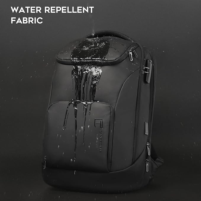 Anti Theft Business Backpack with TSA Lock, 30L Waterproof Laptop Backpacks with USB Charging Port Fits for 17.3 Inch Notebook for Men and Women, Black