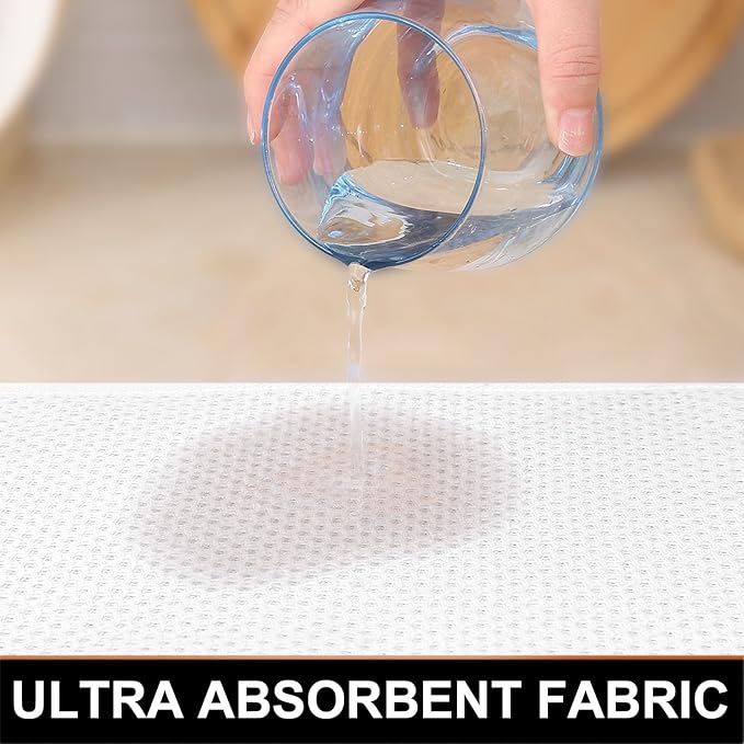 Homaxy 100% Cotton Dish Cloths, 8 Pack - 12 x 12 Inches, Waffle Weave Super Soft and Absorbent Dish Towels Quick Drying Dishcloths, White