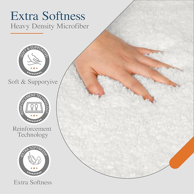 Walensee Large Bathroom Rug (24 x 48, Ivory) Extra Soft and Absorbent Shaggy Bath Mat Machine Washable Microfiber Non Slip Luxury Floor Mat