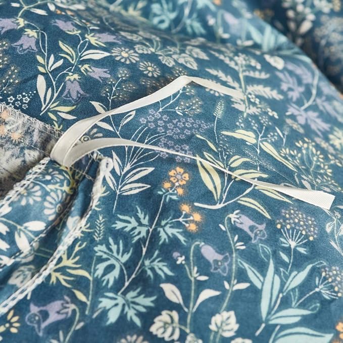 mixinni Blue Floral Duvet Cover King Size Cotton Flowers Pattern King Bedding Set Garden Style Comforter Cover Set with Zipper Closure-Luxury Quality Soft Durable Easy Care (3pcs, King Size)