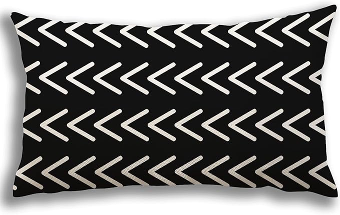 YCOLL Lumbar Pillow Covers 12x20 Set of 4, Modern Sofa Throw Pillow Cover, Decorative Outdoor Linen Fabric Pillow Case for Couch Bed Car, Black