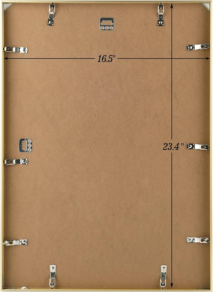 Golden State Art, A2 Aluminum Picture Frame, Gold Metal Thin Poster Frames for 16.5x23.4 inch Photo, Acrylic Front, Wall Hook for Horizontal or Vertical Display, 3 Pack