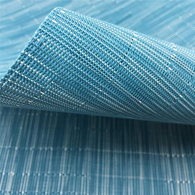 WAZAIGUR Placemats Set of 8 for Dining Table Heat-Resistant Washable Place Mats Woven Vinyl Kitchen Table Mats Easy to Clean,Blue