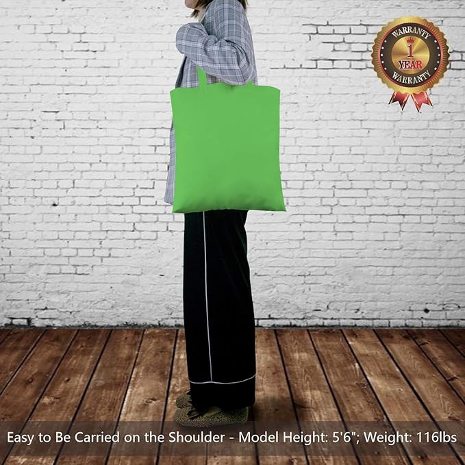 TOPDesign 24-Pack Economical 16"x15" Lime Green Cotton Tote Bag, Lightweight Medium Reusable Grocery Shopping Cloth Bags, Suitable for DIY, Advertising, Promotion, Gift, Activity