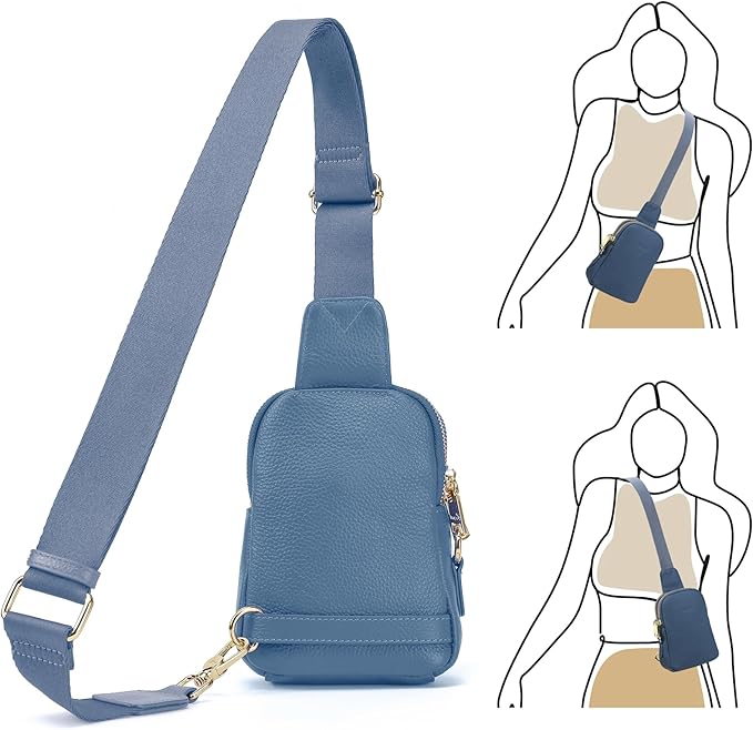 INICAT Travel Small Sling Bag Leather Crossbody Bags for Women Fanny Packs Cross Body Bag for Woman Cross Body Purses