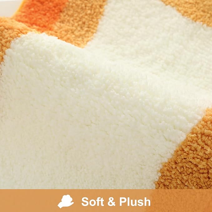 HAOCOO Bath Mats for Bathroom, 20x31 inch Fluffy Microfiber Shower Rug, Non Slip Aesthetic Washable Orange Bathroom Rugs Absorbent Carpet for Bathroom Floor Tub Shower