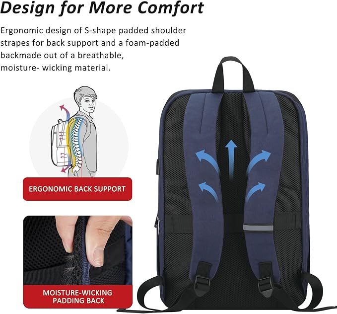 MAXTOP Deep Storage Laptop Backpack with USB Charging Port[Water Resistant] College School Computer Bookbag Fits 17 Inch Laptop