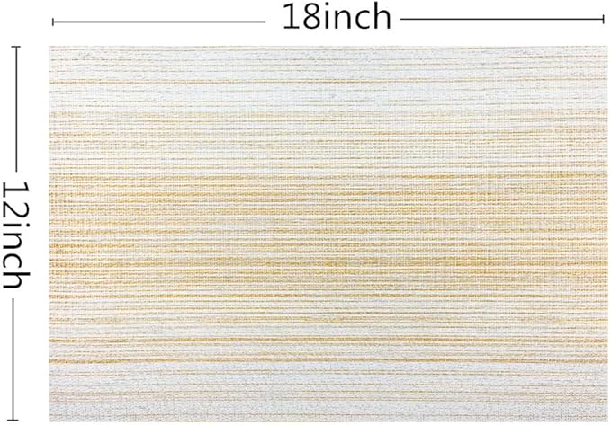 Placemat,Blending Color Durable Woven Vinyl Placemat Washable Heat-Resistant Anti-Skid Kitchen Dining Table Mats (Set of 4, Yellow with White)