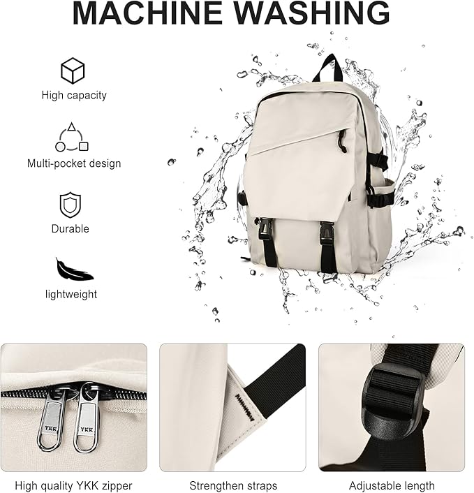 Casual Daypack Large upgraded version College Laptop Backpack for Men Women Water Resistant Lightweight School Bag Travel Rucksack for Sports High School Middle Bookbag for girls Size L(Khaki)