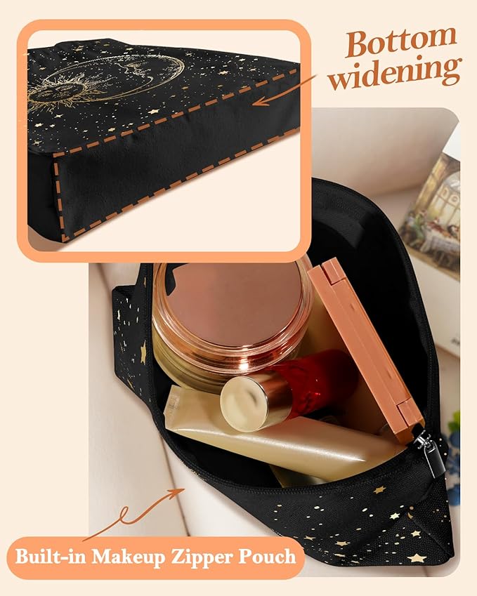 Aesthetic 2 Pack Canvas Tote Bag - with Makeup Zipper Pouch for Women Bag for Shopping, Gym, Travel, Vacation