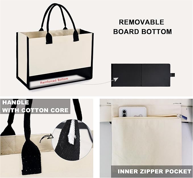 BeeGreen Embroidery Monogram Initial Tote Bag for Women Teacher Mom Friend Personalized Gift for Birthday Beach Work Wedding