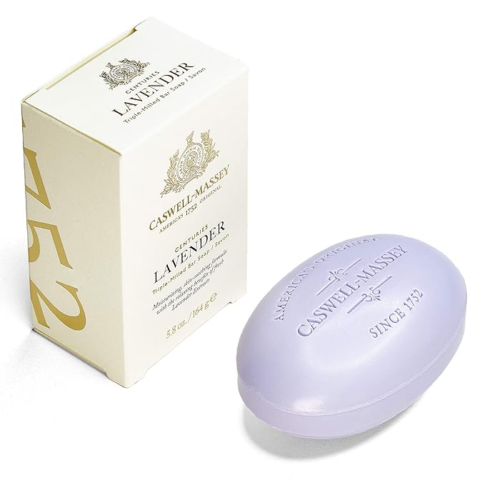 Caswell-Massey Lavender Natural Bar Soap for Women, Moisturizing Triple-Milled Body Soap for Bath, Face & Hands, Soothing Floral Scent, Plant-Based, Essential Oils, Cruelty-Free, Made in USA, 5.8 oz