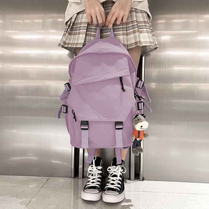 coowoz College Backpack Waterproof Black College Bags For Women Lightweight Travel Rucksack Casual Daypack Laptop Backpacks For Men Women(Pink Purple)