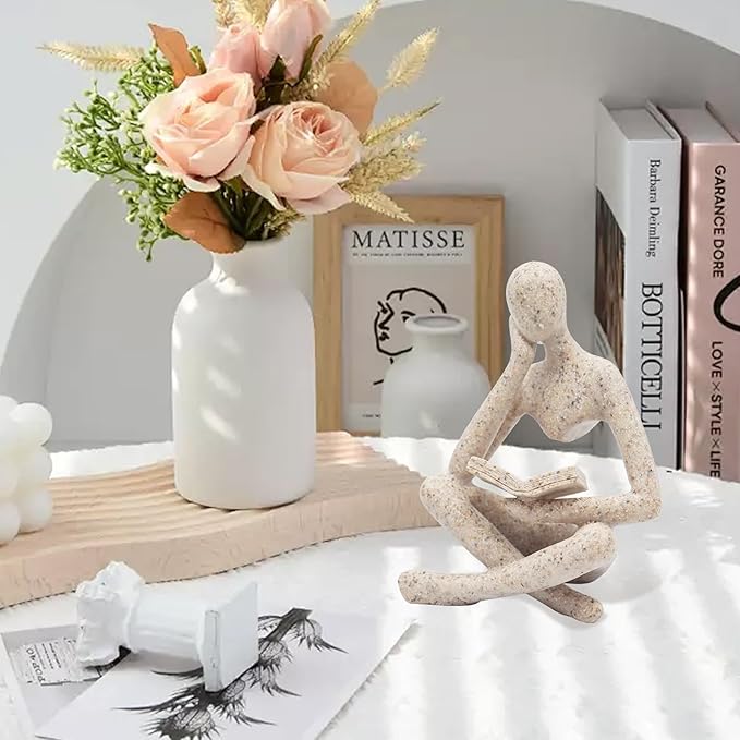 Reading Women Statue, Thinker Sculptures, Abstract Art Ornament, Modern Aesthetic Figurine Decoration, Suitable for Home Living Room Bedroom Office Shelf Table Desk Bookshelf Decor