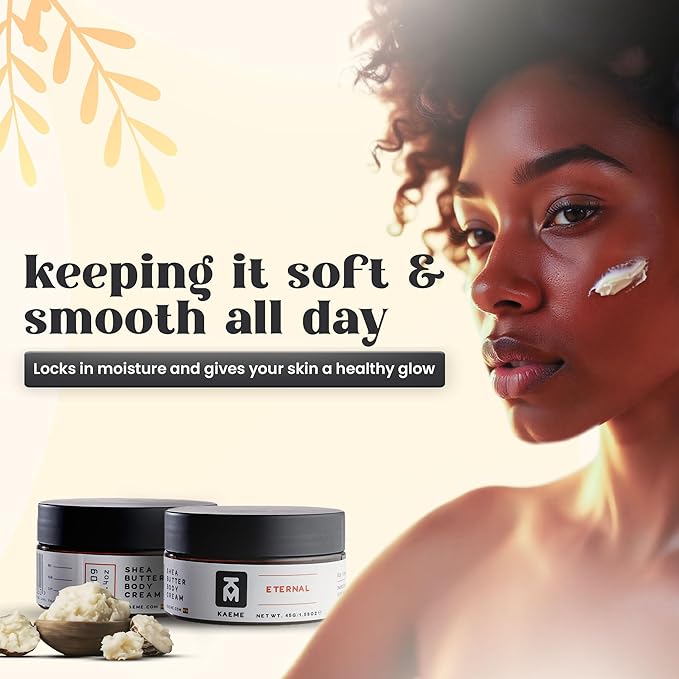 Kaeme Eternal African Whipped Shea Butter Made with Raw Organic Unrefined butter, Moisturizer for Skin, With Coconut Oil, Deep Hydration for Skin, DIY, From Ghana, For Women and Men (3.4oz/100g jar)