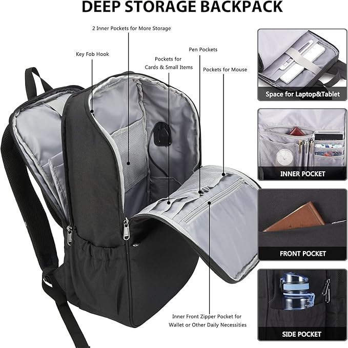 MAXTOP Travel Laptop Backpack with USB Charging Port Anti-Theft[Water Resistant] College School Bookbag Fits 17 Inch Laptop