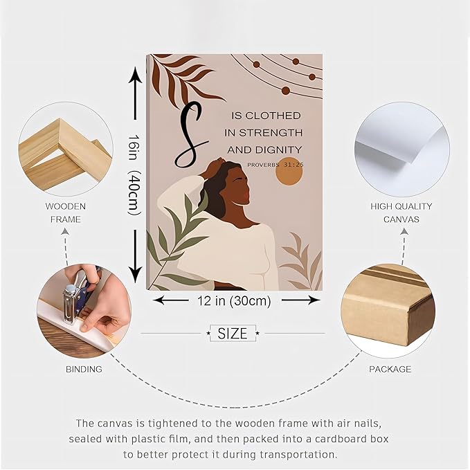 ANVOTIG 3Pcs Black Girl Canvas Wall Art African American Woman Wall Decor Inspirational Boho Culture Signs Western Country Girl Room Posters for Bedroom Livingroom Bathroom Study Framed 12x16in