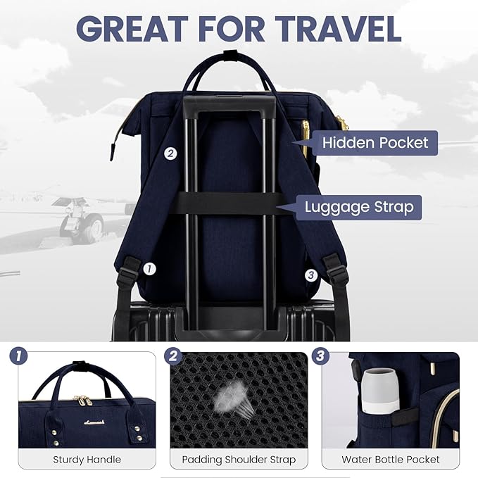 LOVEVOOK Laptop Backpack for Women,15.6 Inch Professional Womens Travel Backpack Purse Computer Laptop Bag Nurse Teacher Backpack,Waterproof College Work Bags Back Pack with USB Port,Royal Blue-2