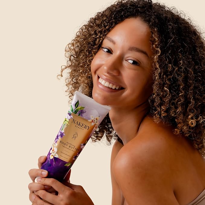 Nakery Skin Toning Body Butter for Women - Firming Body Lotion for Women - Peptide Infused Body Lotion for Crepey & Sagging Skin - Skin Firming Lotion for Neck, Arms & Legs - Vanilla Blossoms