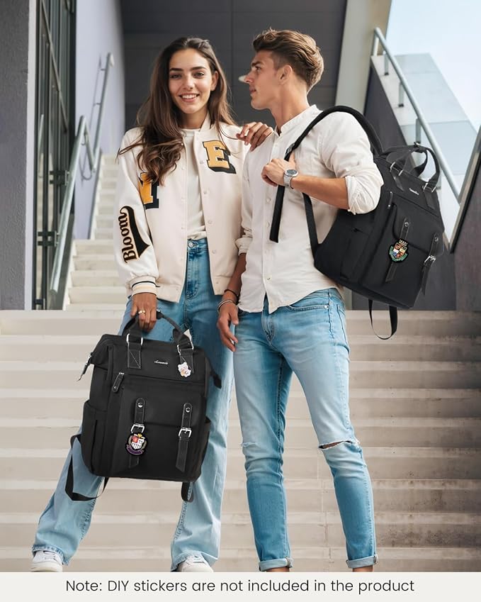 LOVEVOOK Laptop Backpack for Women, College School Backpack Student Bookbag, Teacher Work Bags Travel Backpack Purse, Business Computer Bag Commuter Nurse Bags, 15.6 Inch, Black