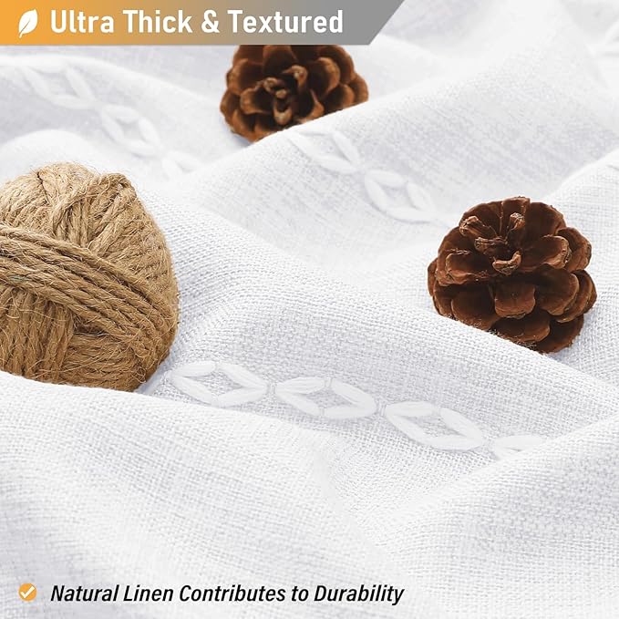 BTTN Stall Fabric Shower Curtain - 54x78 Boho Striped Linen Heavy Duty Tassel Shower Curtain Set with 10 Hooks, Narrow Rustic Modern Farmhouse Bohemian Thick Shower Curtains for Bathroom - White