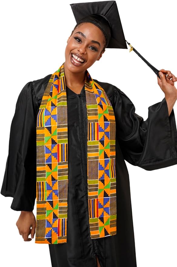 Dupsie's 1pc Kente African Print Graduation Stole, Made in Africa Black History, Festivals, Cultural, HBCU, Graduate, Schools