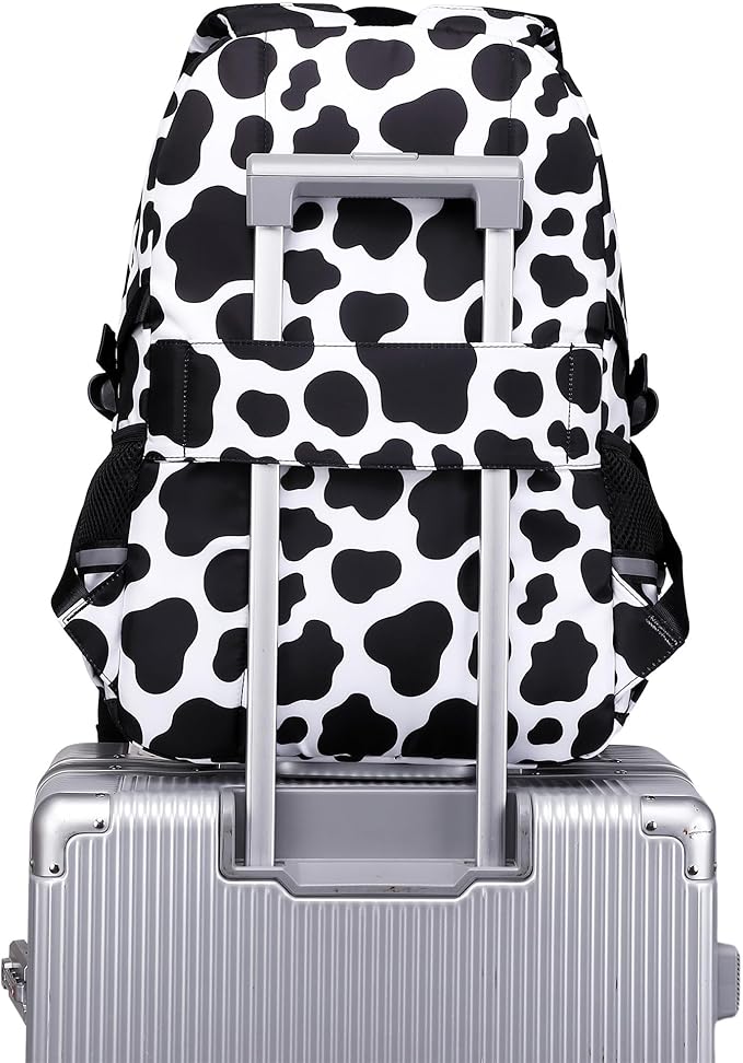 abshoo Big Student Laptop Backpack For College Women Middle High School Teen Girls Bookbag Travel Daypack (Cow Print Black)