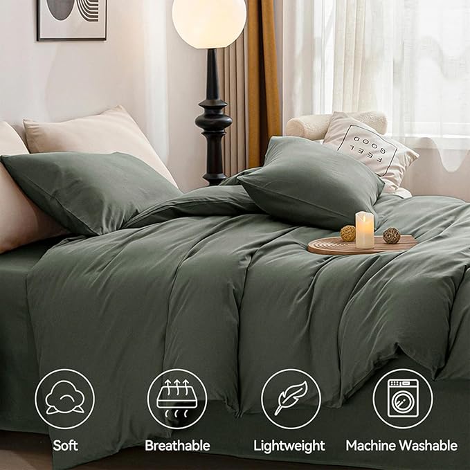 JELLYMONI Cotton Duvet Cover Twin Size - 100% Washed Cotton Linen Like Textured Comforter Cover, 2 Pieces Breathable Soft Bedding Set with Zipper Closure (Gray, Twin 68"x90")