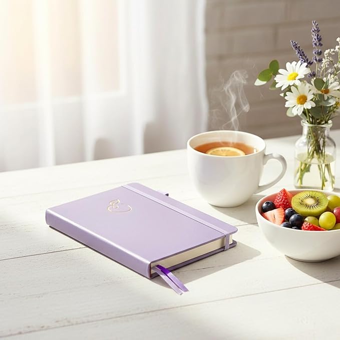 Life & Apples Wellness Journal Planner – Food Log, Fitness Tracker, Habit Tracker, Weight Loss Journal for Diet Tracking and Health Goals, Undated, Size A5 Lavender