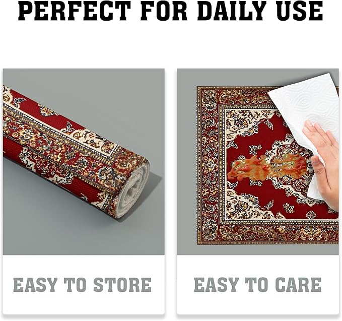 Giwawa 12"x18" Ethnic Boho Placemats Set of 4 Antique Tribal Rustic Red Floral Table Mats Farmhouse Carpet Stain Resistant Washable Linen Place Mat for Kitchen Dining Picnic Party Decor