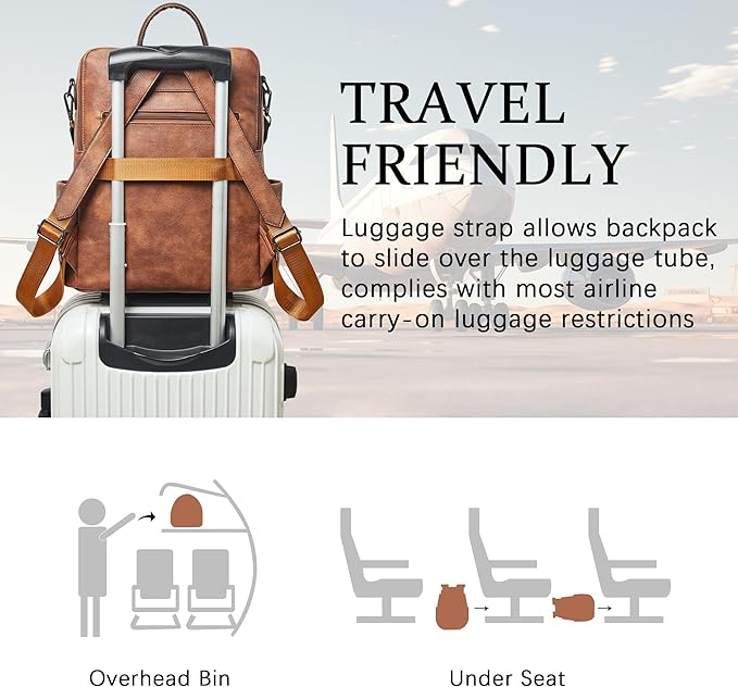 Shrrie Vegan Leather Laptop Backpack for Women 15.6 inch Work Backpack Fashion Travel Backpack Purse for Travel College Work