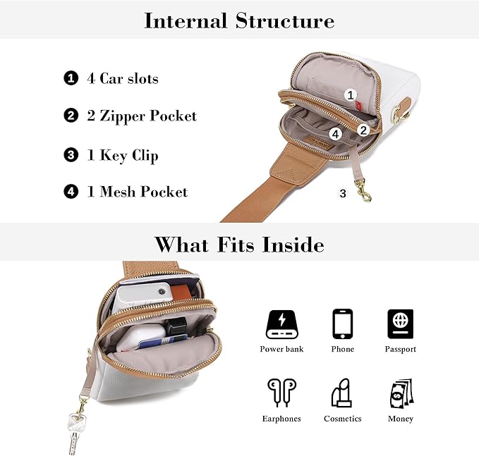 INICAT Travel Small Sling Bag Leather Crossbody Bags for Women Fanny Packs Cross Body Bag for Woman Cross Body Purses