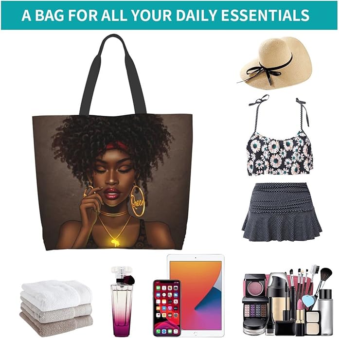 IAGM Women Tote Bags African American Woman Shoulder Bag Afro Black Girl Magic Satchel Handbags For Shopping,Work,Grocery,Gym