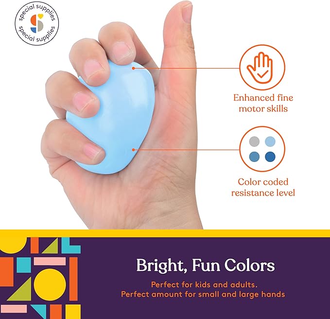 Special Supplies Therapy Putty for Kids and Adults - Resistive Hand Exercise Stress Relief Therapy Putty Kit, Set of 4 Strengths, Three Ounces of Each Putty (Ocean Colors)
