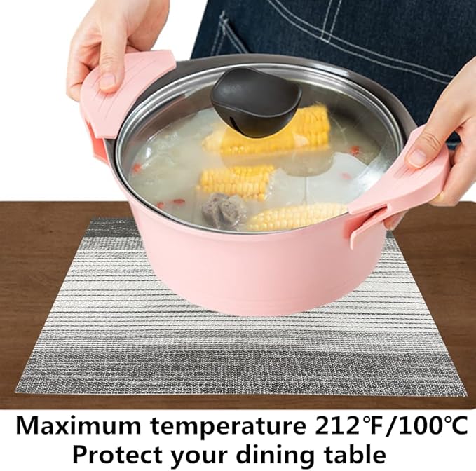 Placemat,Blending Color Durable Woven Vinyl Placemat Washable Heat-Resistant Anti-Skid Kitchen Dining Table Mats (Set of 4, Gray with Silver)