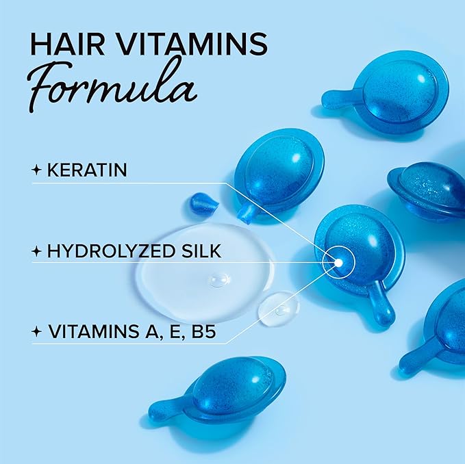 MAREE Hair Oil for Frizzy - Hair Vitamins A, E & B Keratin Styling Capsules with Jojoba & Argan Oil - Anti Frizz Serum for Women - Frizzy, Damaged, Dry and Curly - Sérum Gotas & Aceite Para el Cabello