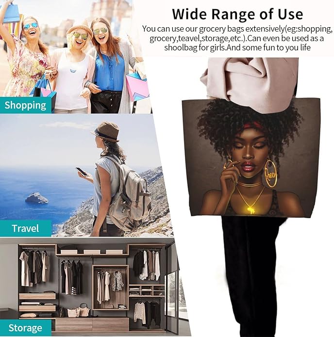 IAGM Women Tote Bags African American Woman Shoulder Bag Afro Black Girl Magic Satchel Handbags For Shopping,Work,Grocery,Gym