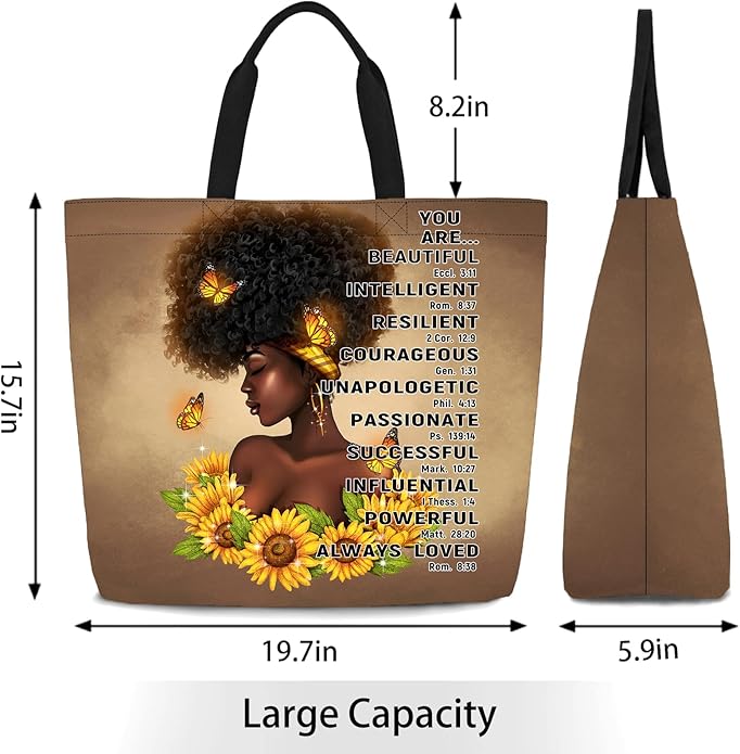 IAGM Women Tote Bags African American Woman Shoulder Bag Afro Black Girl Magic Satchel Handbags For Shopping,Work,Grocery,Gym