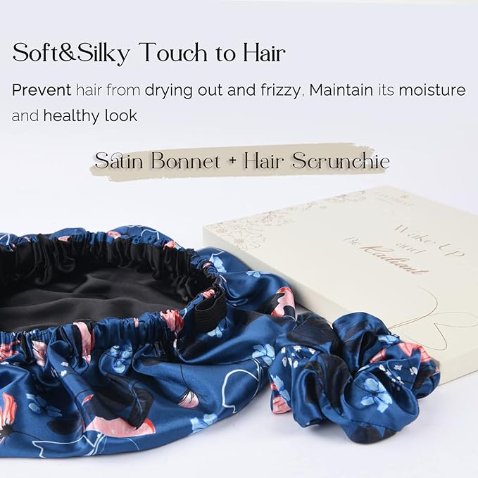 YANIBEST Adjustable Silk Bonnet Double Layer Satin Bonnet Hair Bonnet for Sleeping Bonnets for Women Hats Curly Natural Hair, Orchid