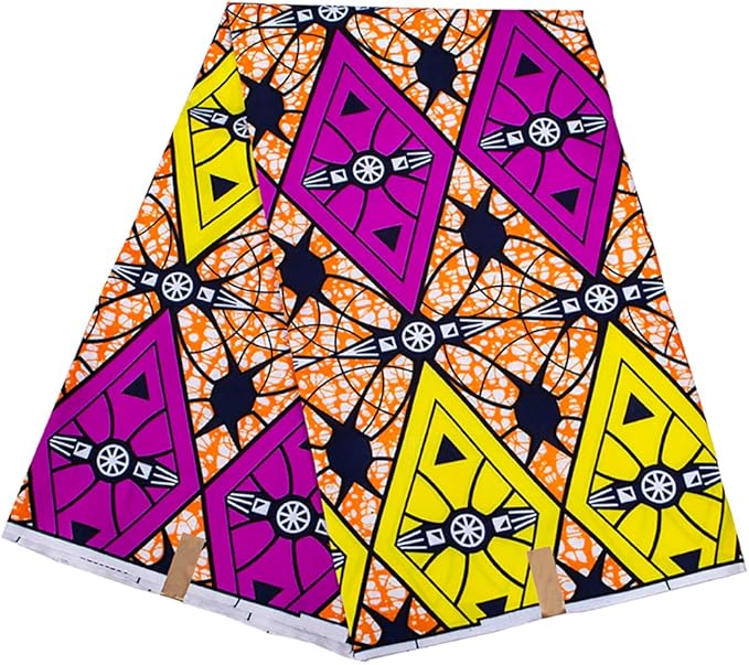 African Fabric Kente Cloth by The Yard 6 Yards/Pieces Polyester African Ankara Print Wax Fabric A21