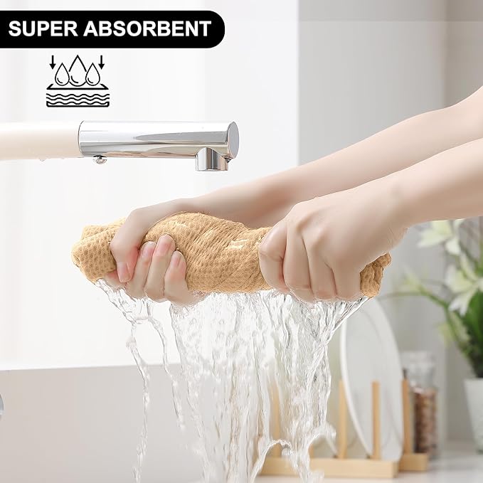 Homaxy 100% Cotton Kitchen Towels and Dishcloths Set, 12 x 12 Inches and 13 x 28 Inches, Set of 8 Bulk Kitchen Towels Set, Ultra Soft Absorbent Dish Cloths for Washing Dishes, Apricot