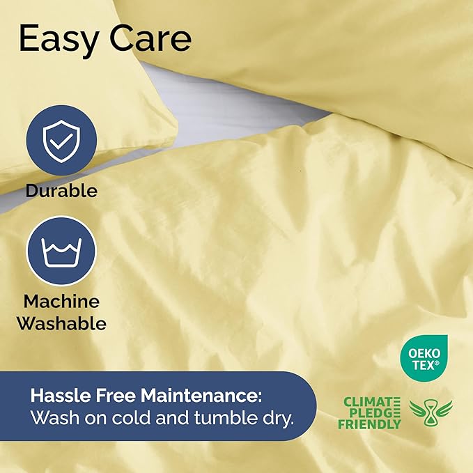 Duvet Cover Full Size Set - Extra Soft Full Size Duvet Cover 80 x 90 with 2 Pillow Shams - Hotel Luxury, Easy Care and Fade Free with Zipper Closures & Ties - Comfy, Breathable Bedding Set (Yellow)