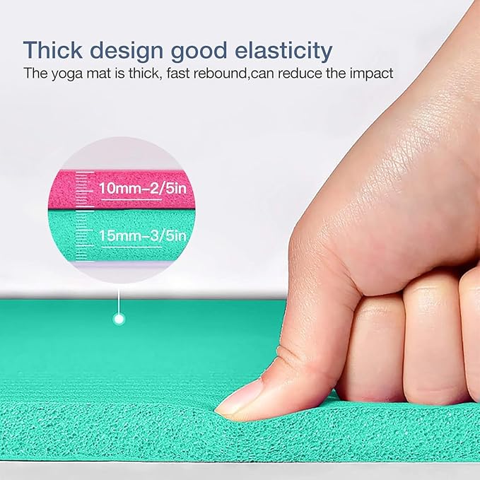 Yoga Mat Non Slip NBR Thick Yoga Mat, 72"L x 32"W x 0.6"TH (185cm x 80cm x 15mm), Anti-Tear Exercise Mat with Carrying Strap and Bag, Workout Mats for Yoga, Pilates and Floor Exercises