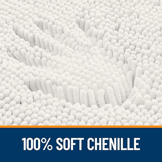 OLANLY Bathroom Rugs 59x20, Extra Soft Absorbent Chenille Bath Rugs, Rubber Backing Quick Dry, Machine Washable Bath Mats for Bathroom Floor, Tub and Shower, Home Decor Accessories, Ivory