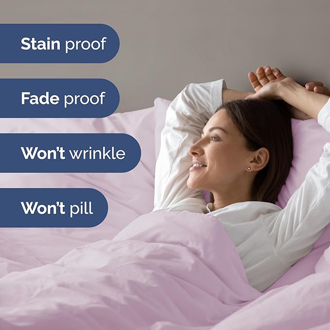 Duvet Cover Queen Size Set - Extra Soft Queen Size Duvet Cover 90 x 90 with 2 Pillow Shams - Hotel Luxury Easy Care and Fade Free w/Zipper Closures & Ties - Breathable Bedding Set (Light Lavender)