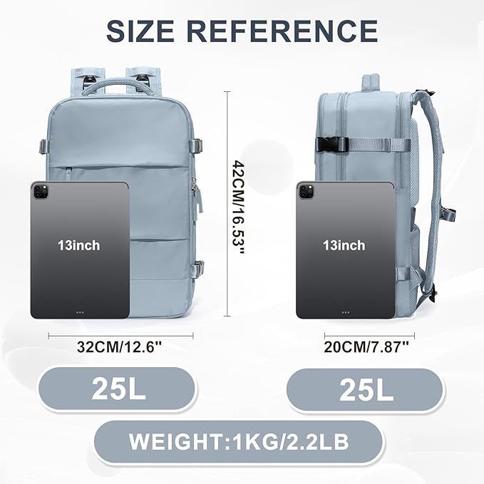 coowoz Travel Backpack For Women Men,Carry On Backpack,Hiking Backpack Waterproof Outdoor Sports Rucksack Casual Daypack travel essentials（Gray Blue）