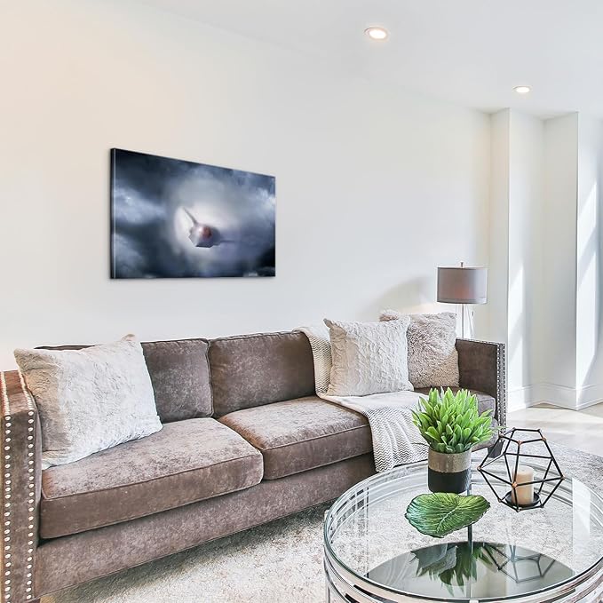 F-47 Fighter Jet Wall Art with Inner Wooden Frame - Military Aviation Wall Decor for Home Office & Living Room - Thoughtful Present for Pilots, Veterans - Lightweight & Easy Hanging - 28x40 Inches