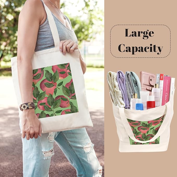 Tote Bag for Women, Canvas Tote Bag with Pockets,Canvas Shopping Bags,Reusable Grocery Bags
