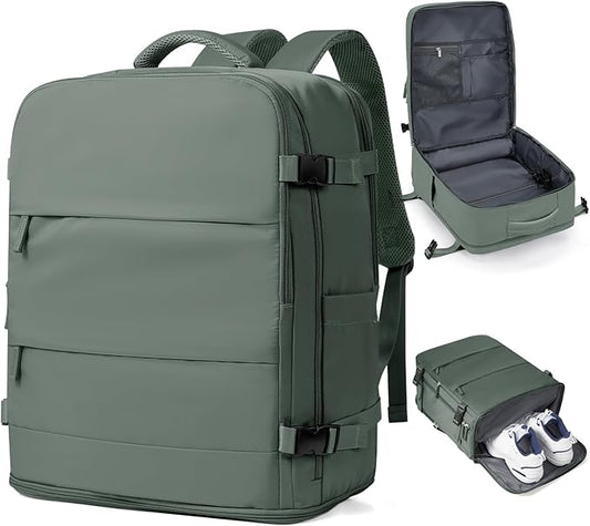 coowoz Large Travel Backpack Carry On for Women Man Waterproof Gym Backpacks Mochila de Viaje Teacher Travel Bag Essentials Personal Item Backpack Rucksack Airplane Accessories Must Haves Olive Green